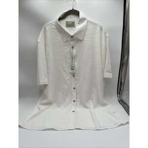 Royaura Hawaiian Tropical Short Sleeve Button Up Shirt Mens Size XLWhite